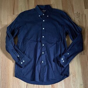 Club Room Shirt Mens Medium Blue Polka Dot Button Up Casual Preppy Cotton